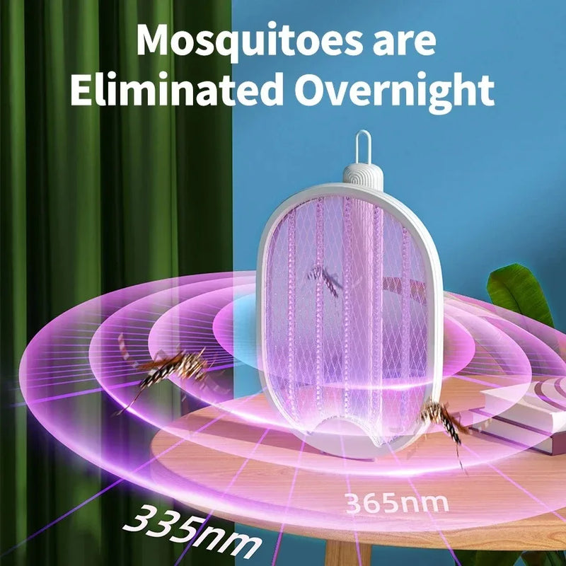 Matamosquitos eléctrico plegable, matamoscas, trampa, raqueta para mosquitos recargable por USB, matamosquitos con luz UV, Exterminador de insectos de 3000V